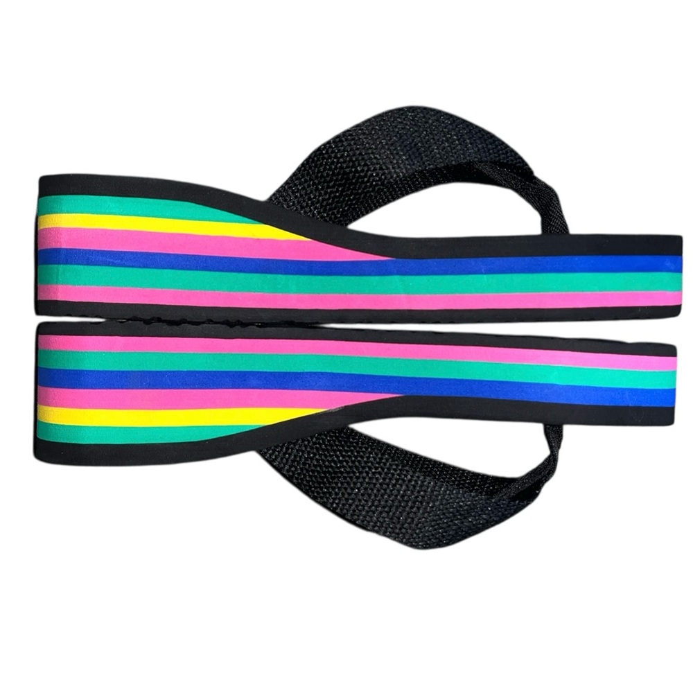 Black Platform Flip Flops with Rainbow Vibrant Sole Size 41 (US 10-10.5)